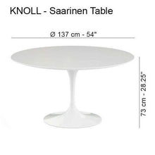 Carica l'immagine nel visualizzatore di Gallery, Tavolo Saarinen Ø 137 cm (base bianca piano in laminato bianco)