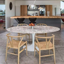 Load image into Gallery viewer, Tavolo Saarinen ovale 198 x 121 (base bianca piano in marmo arabescato)