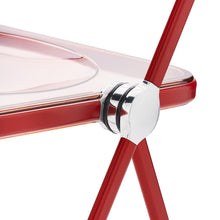 Load image into Gallery viewer, Sedia Plia (struttura rossa seduta rosa fumè)