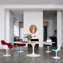 Load image into Gallery viewer, Tulip sedia girevole bianca con cuscino in pelle