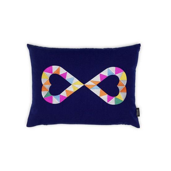 Cuscino Embroidered Pillows Double Heart 2, blu