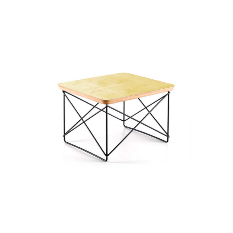 Occasional Table LTR top in lamina d’oro e basamento nero