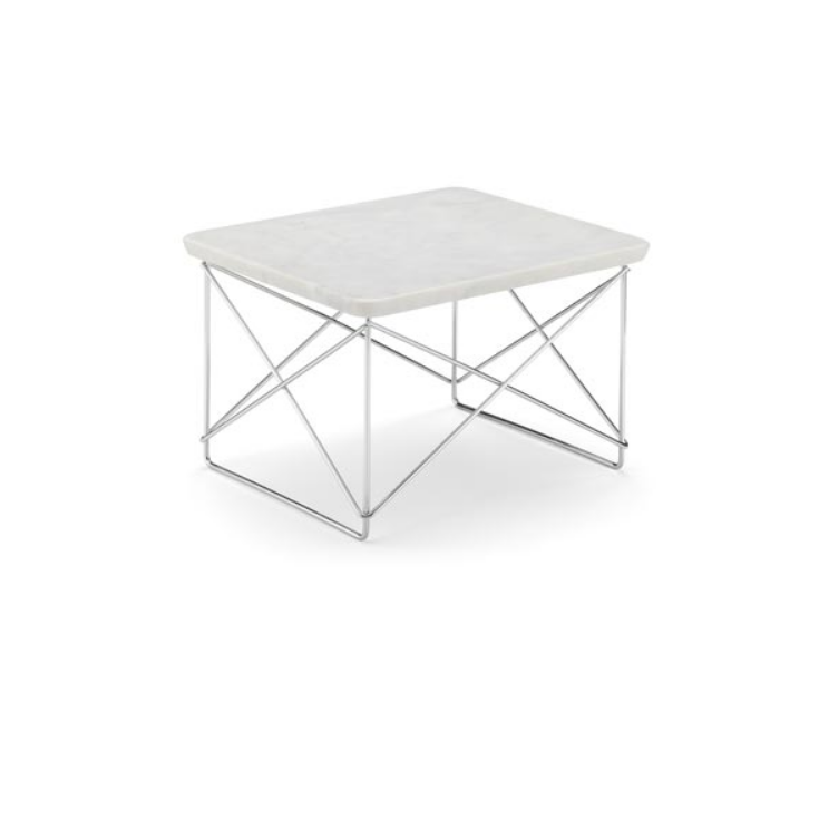 Occasional Table LTR top in marmo chiaro e basamento cromato