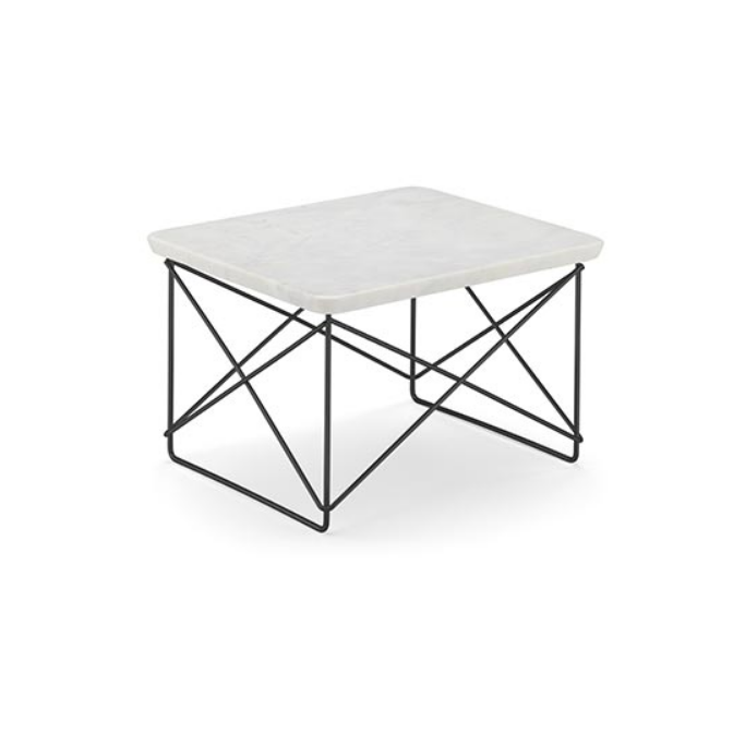 Occasional Table LTR top in marmo chiaro e basamento nero