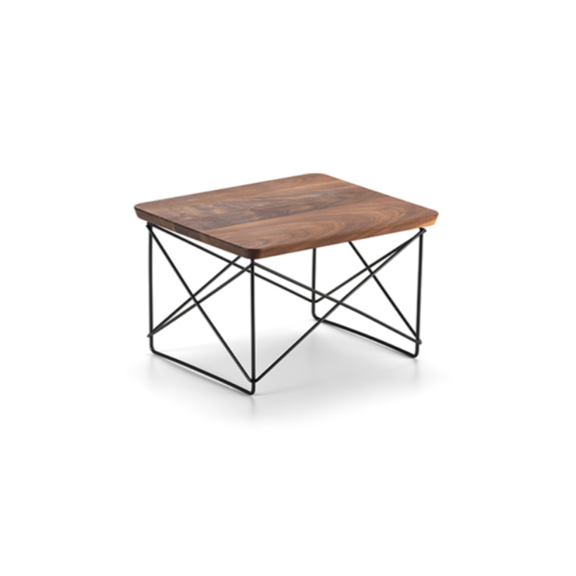 Occasional Table LTR top in noce americano massello e basamento nero