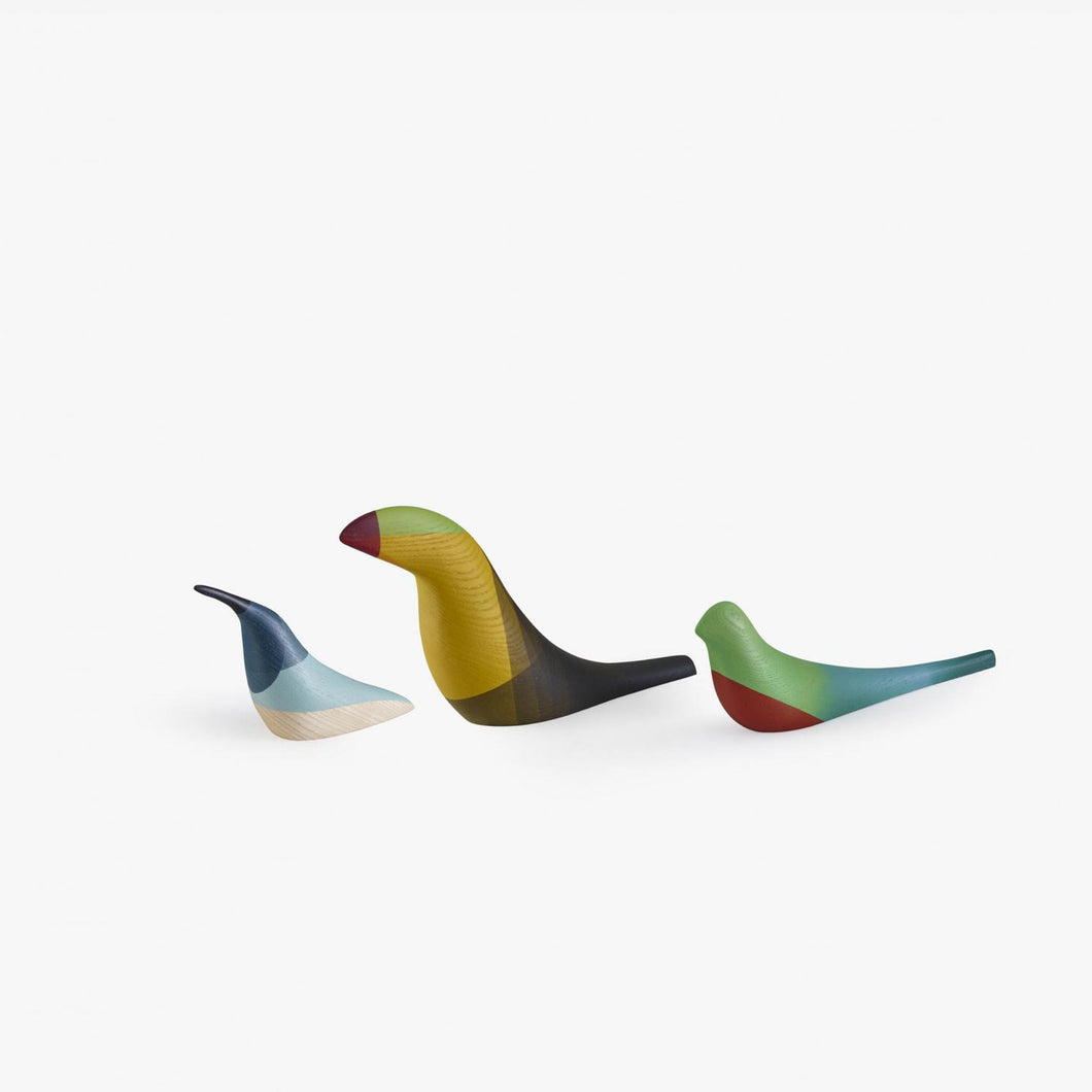 Pájaros set di 3 uccellini decorativi colorati