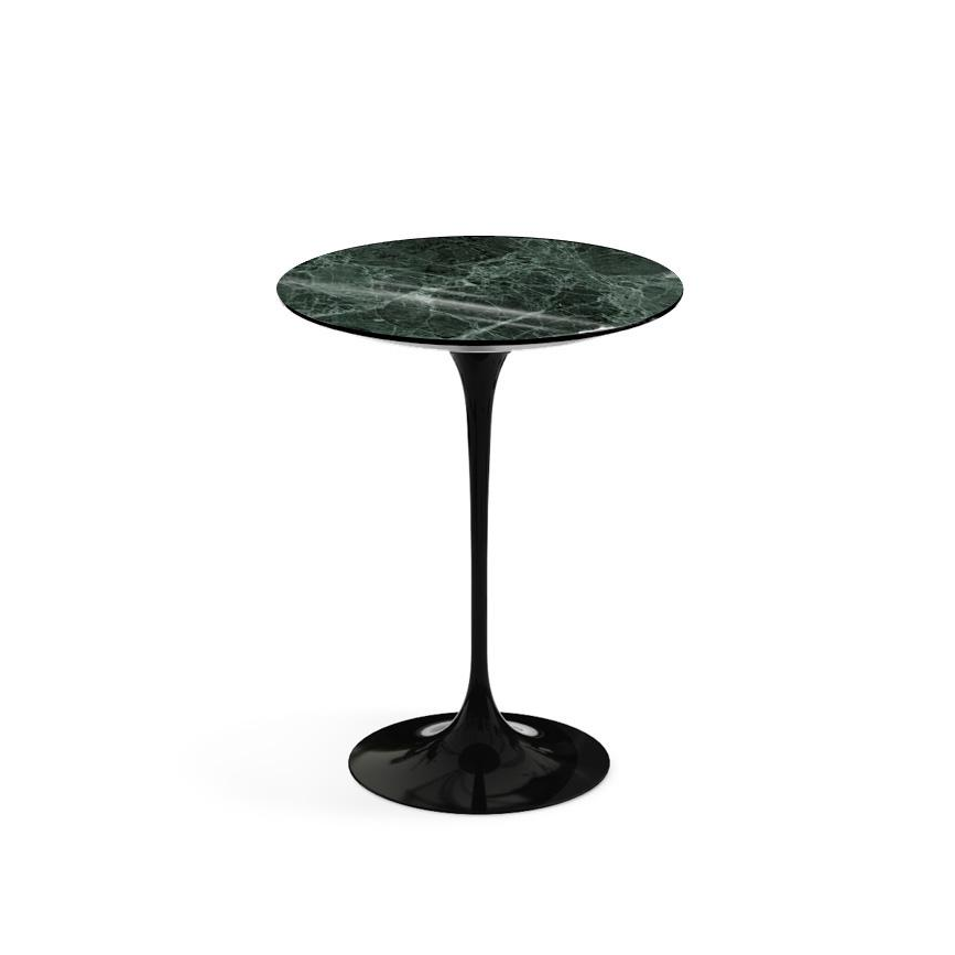 Tavolino Saarinen Ø 41 base nera e piano in marmo verde alpi