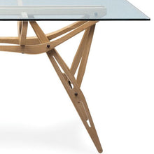 Load image into Gallery viewer, Tavolo Reale 200 x 90 piano in cristallo - base in rovere naturale
