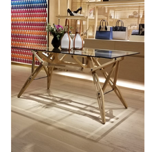 Load image into Gallery viewer, Tavolo Reale 200 x 90 piano in cristallo - base in rovere naturale
